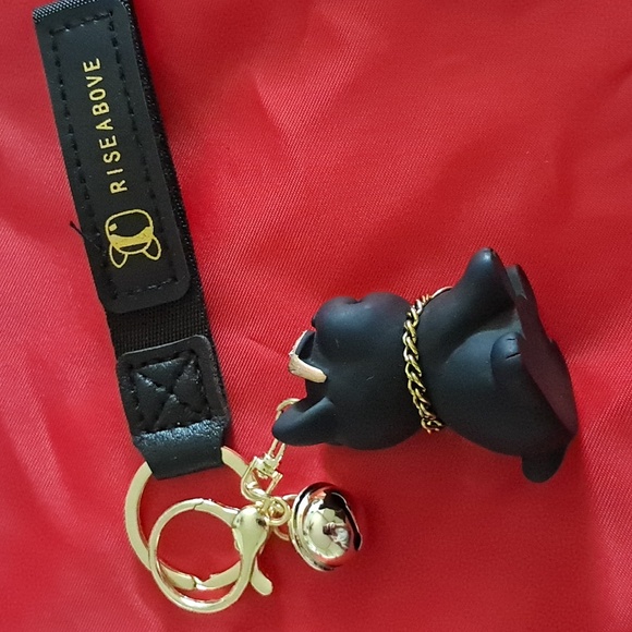 Bull Dog Black & Gold Bag Charm Keychain - Picture 4 of 5